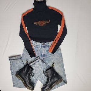 Harley Davidson black and orange turtleneck